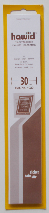 (image for) Hawid Stamp Mounts - Black 30mm x 210mm Strips